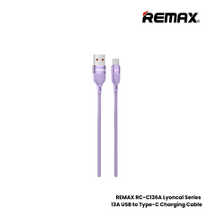 3A ( Type-C )-REMXA RC-C136A Lyoncal Series 3A USB to Type-C Fast Charging Data Cable - Blue