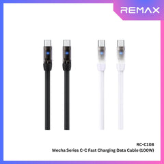 100W ( C to C )-REMAX RC-C108 C-C Mecha Series 100W Type-C to Type-C Fast Charging Data Cable - Black