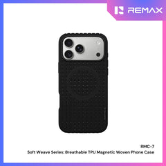 REMAX - RMC-7 iPhone 18 Pro Max / iPhone 17 Pro Max Case ( Soft Weave Series Breathable TPU Magnetic Woven ) - Black