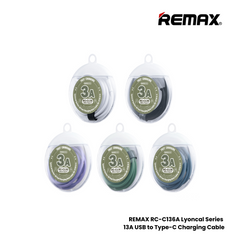 3A ( Type-C )-REMXA RC-C136A Lyoncal Series 3A USB to Type-C Fast Charging Data Cable - Black