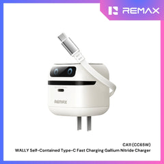 REMAX - CA11 CC65W Wally Self-Contained Retractable Type-C Cable Gallium Nitride Charger -  White