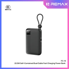 REMAX - FC-13 10000mAh Self-contained dual fast charging cable  Power bank ( PD20W+QC22.5W) - Black