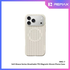 REMAX - RMC-7 iPhone 18 Pro Max / iPhone 17 Pro Max Case ( Soft Weave Series Breathable TPU Magnetic Woven ) - White