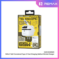 REMAX - CA11 CC65W Wally Self-Contained Retractable Type-C Cable Gallium Nitride Charger -  White
