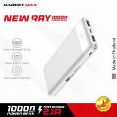 GADGET MAX New Ray Series 10000mAh Power Bank(2.1A) - White