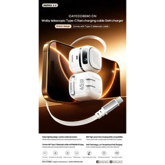 REMAX - CA11 CC65W Wally Self-Contained Retractable Type-C Cable Gallium Nitride Charger -  White