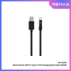 100W ( Type-C )-REMAX RC-C110A Mecha Series 100W USB to Type-C Fast Charging Data Cable - Black