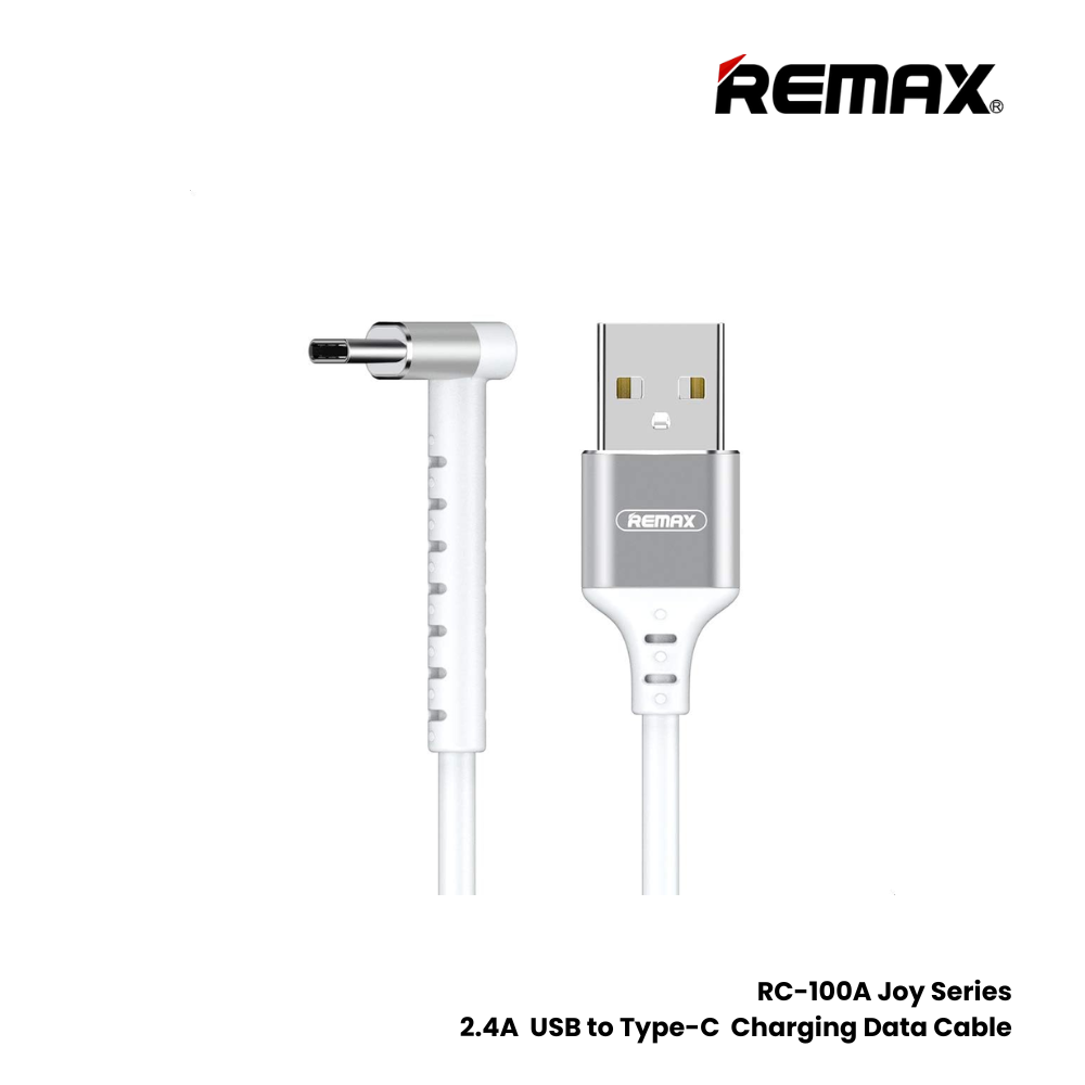 2.4A ( Type-C )-REMAX RC-100A Joy Series 2.4A USB to Type-C 2-in-1 Charging Data Cable - White