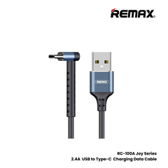 2.4A ( Type-C )-REMAX RC-100A Joy Series 2.4A USB to Type-C 2-in-1 Charging Data Cable - Black