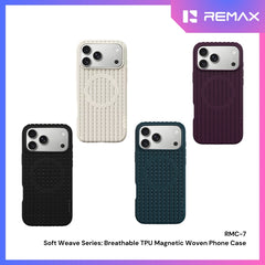REMAX - RMC-7 iPhone 18 Pro Max / iPhone 17 Pro Max Case ( Soft Weave Series Breathable TPU Magnetic Woven ) - Black