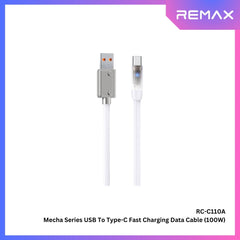 100W ( Type-C )-REMAX RC-C110A Mecha Series 100W USB to Type-C Fast Charging Data Cable - White