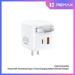REMAX - CA01 ACC67W Power Self-Contained Retractable Type-C Cable Gallium Nitride Gan Charger - White