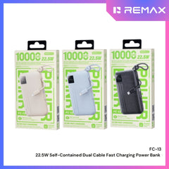 REMAX - FC-13 10000mAh Self-contained dual fast charging cable  Power bank ( PD20W+QC22.5W) - Black