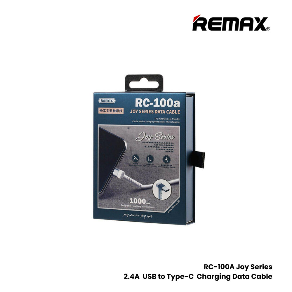 2.4A ( Type-C )-REMAX RC-100A Joy Series 2.4A USB to Type-C 2-in-1 Charging Data Cable - White