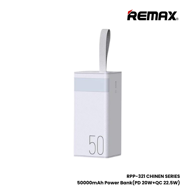 REMAX RPP-321 Chinen Series 50000mAh PD+QC Fast Charging Power Bank(PD 20W+QC 22.5W) - White