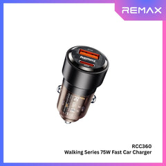 REMAX - RCC360 Walking Series PD+QC Fast Car Charger ( 75W ) - Black