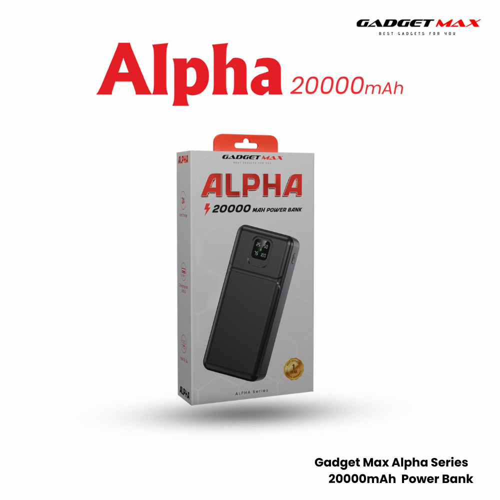 GADGET MAX GB102 Alpha Series 20000mAh Power Bank - Black