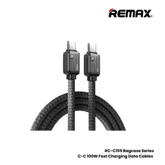 100W ( C to C )-REMAX RC-C159 Bagcase Series 100W Type-C to Type-C PD Fast Charging Data Cable - Black