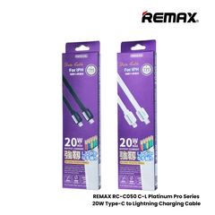 20W ( C to Lightning )-REMAX RC-C050 C-L Platinum Pro Series 20W Type-C to Lightning Fast Charging PD Charging Data Cable - Black