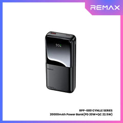 REMAX RPP-680 Cynlle Series 20000mAh PD+QC Fast Charging Power Bank(PD 20W+QC 22.5W) - Black