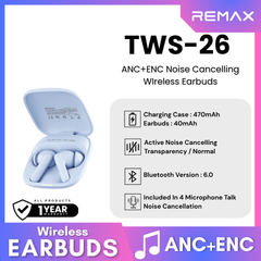 REMAX - TWS-26 ANC+ENC Noise Canceling True Wireless Stereo Music Talking Wireless Earbuds - Purple