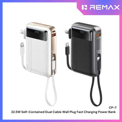 REMAX - CP-7 10000mAh Self-contained Fast Charging Cable Wall Plug Mobile Power(Adapter) ( PD20W+QC22.5W) - White