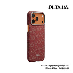 PITAKA - Monogram ( Edge ) Case For iPhone 17 Pro - Gold / Red