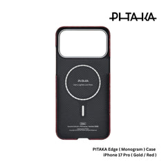 PITAKA - Monogram ( Edge ) Case For iPhone 17 Pro - Gold / Red