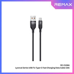 REMAX - RC-C136A Lyoncal Series USB to Type-C Fast Charging Data Cable ( 3A ) - Black
