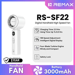 REMAX - RS-SF22 Digital High Speed Handheld Fan - White