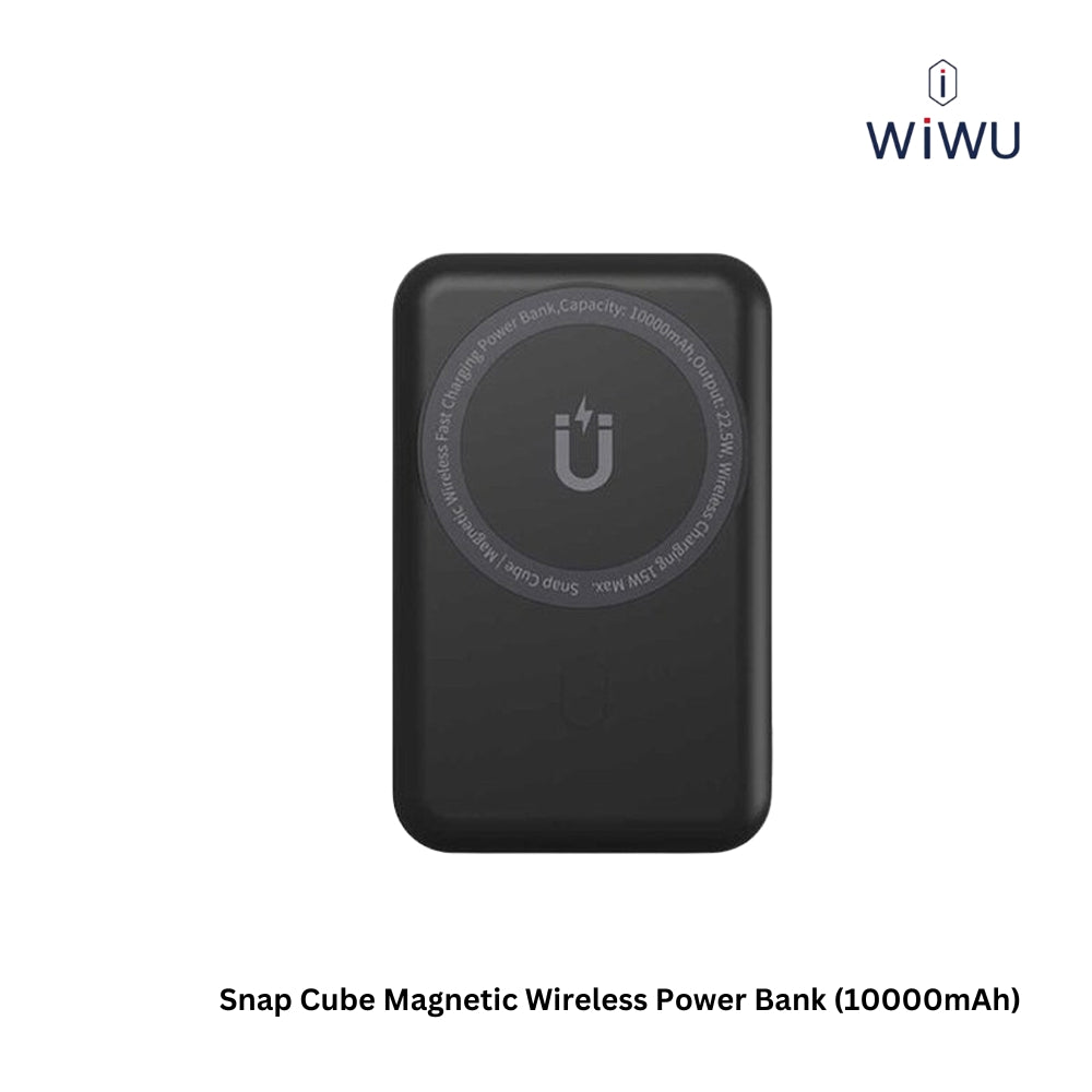 WIWU - Snap Cube 10000mAh PD+QC Magnetic Wireless Power Bank (20W+22.5W) - Black