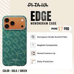 PITAKA - Monogram ( Edge ) Case For iPhone 17 Pro - Gold / Green
