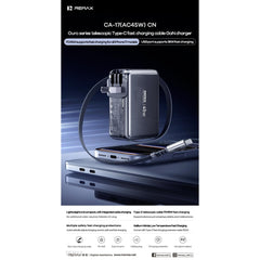 REMAX - CA-17 Continental 45W Retractable Type-C Cable Fast Charging Gan Charger - Tarnish