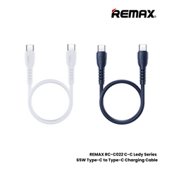 65W ( C to C )-REMAX RC-C022 C-C Ledy Series 65W Type-C to Type-C Fast Charging Data Cable - White