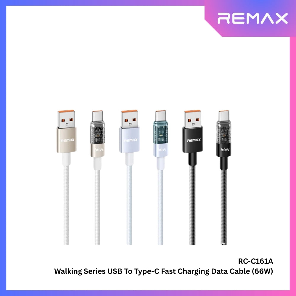 REMAX - RC-C161A A-C Walking Series USB to Type-C Fast Charging Data Cable ( 66W ) - Black
