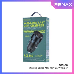 REMAX - RCC360 Walking Series PD+QC Fast Car Charger ( 75W ) - Black