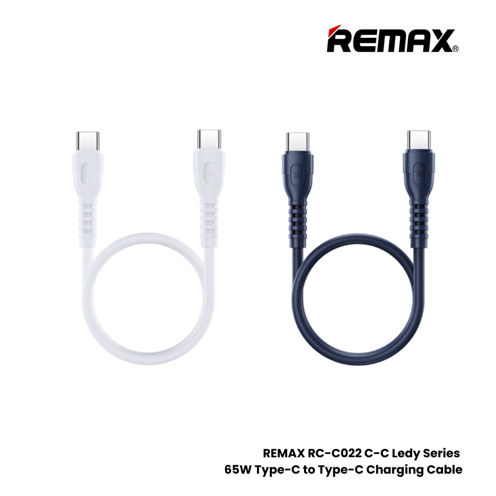 65W ( C to C )-REMAX RC-C022 C-C Ledy Series 65W Type-C to Type-C Fast Charging Data Cable - Blue