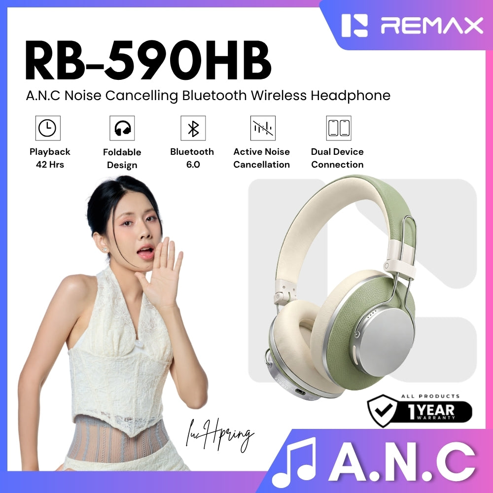 REMAX - RB-590HB ANC Noise Canceling Wireless Headphones - Green