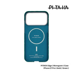 PITAKA - Monogram ( Edge ) Case For iPhone 17 Pro - Gold / Green