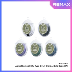 REMAX - RC-C136A Lyoncal Series USB to Type-C Fast Charging Data Cable ( 3A ) - Black
