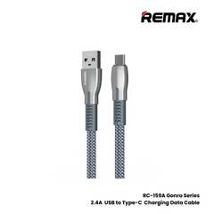 2.4A ( Type-C )-REMAX RC-159A Gonro Series 2.4A USB to Type-C Charging Data Cable - Silver