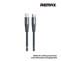 27W ( C to Lightning )-REMAX RC-C107 C-L Infinity Series 27W Type-C to Lightning Fast Charging Data Cable - Blue