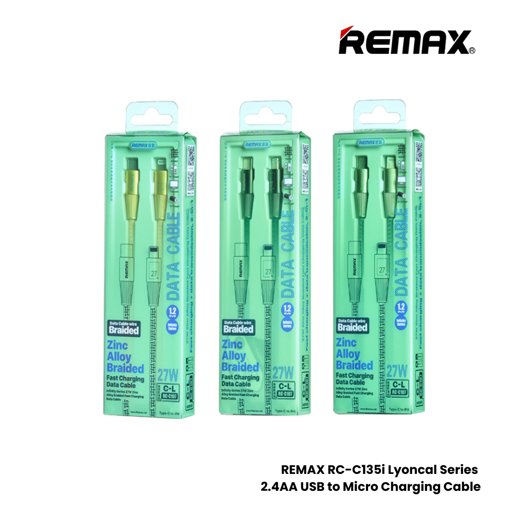 27W ( C to Lightning )-REMAX RC-C107 C-L Infinity Series 27W Type-C to Lightning Fast Charging Data Cable - Blue