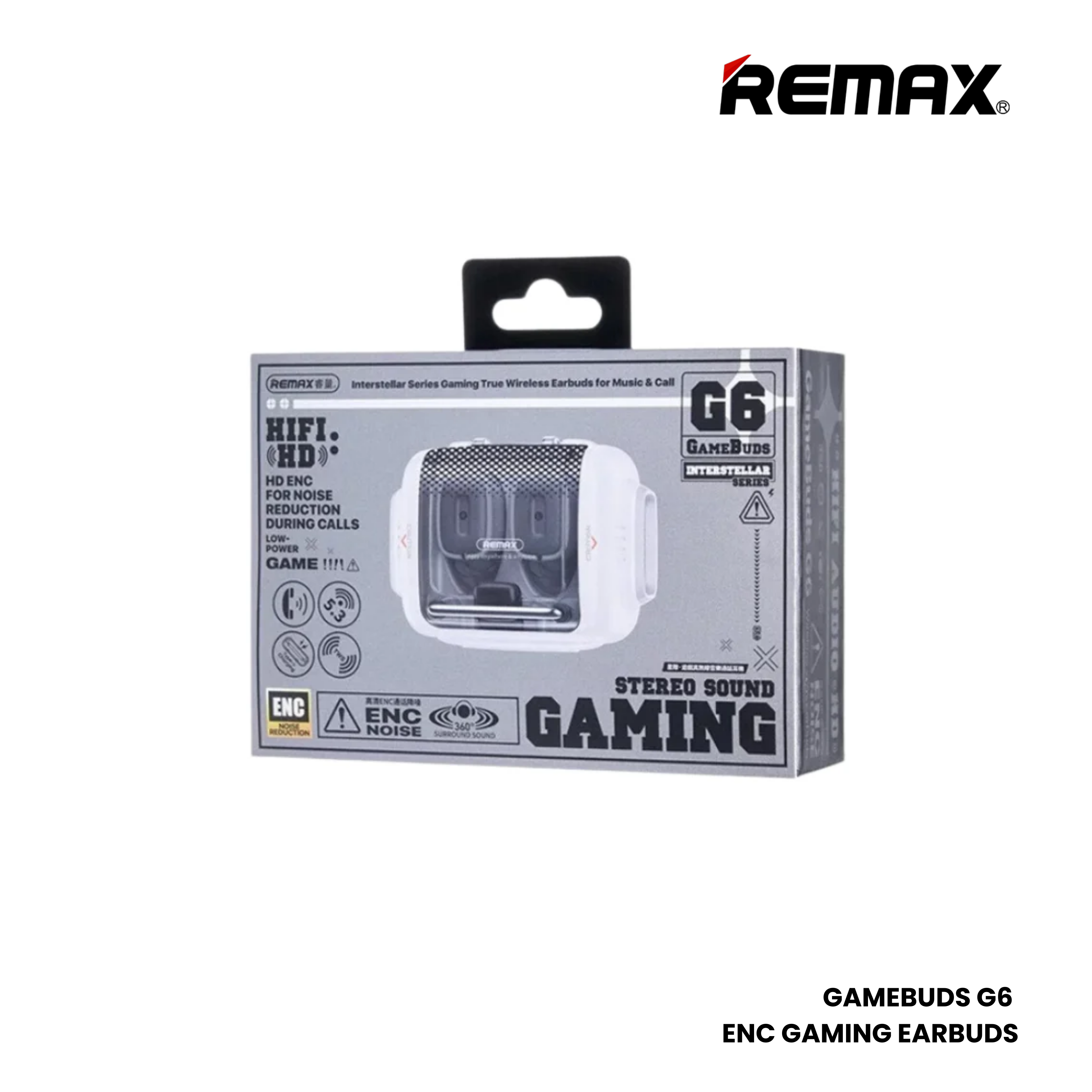 REMAX GAMEBUDS G6 Interstellar Series ENC Gaming Bluetooth Wireless Earbuds - White