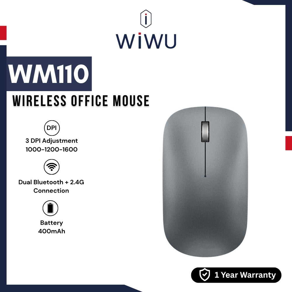 WIWU - WM110 Wireless Office Mouse (2.4G + Dual Bluetooth) - Tarnish