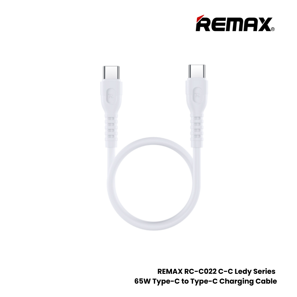 65W ( C to C )-REMAX RC-C022 C-C Ledy Series 65W Type-C to Type-C Fast Charging Data Cable - Blue