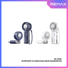 Remax - RS-SF28 10000mAh 2 In 1 Built-In Cable Power Bank Handheld Fan - White