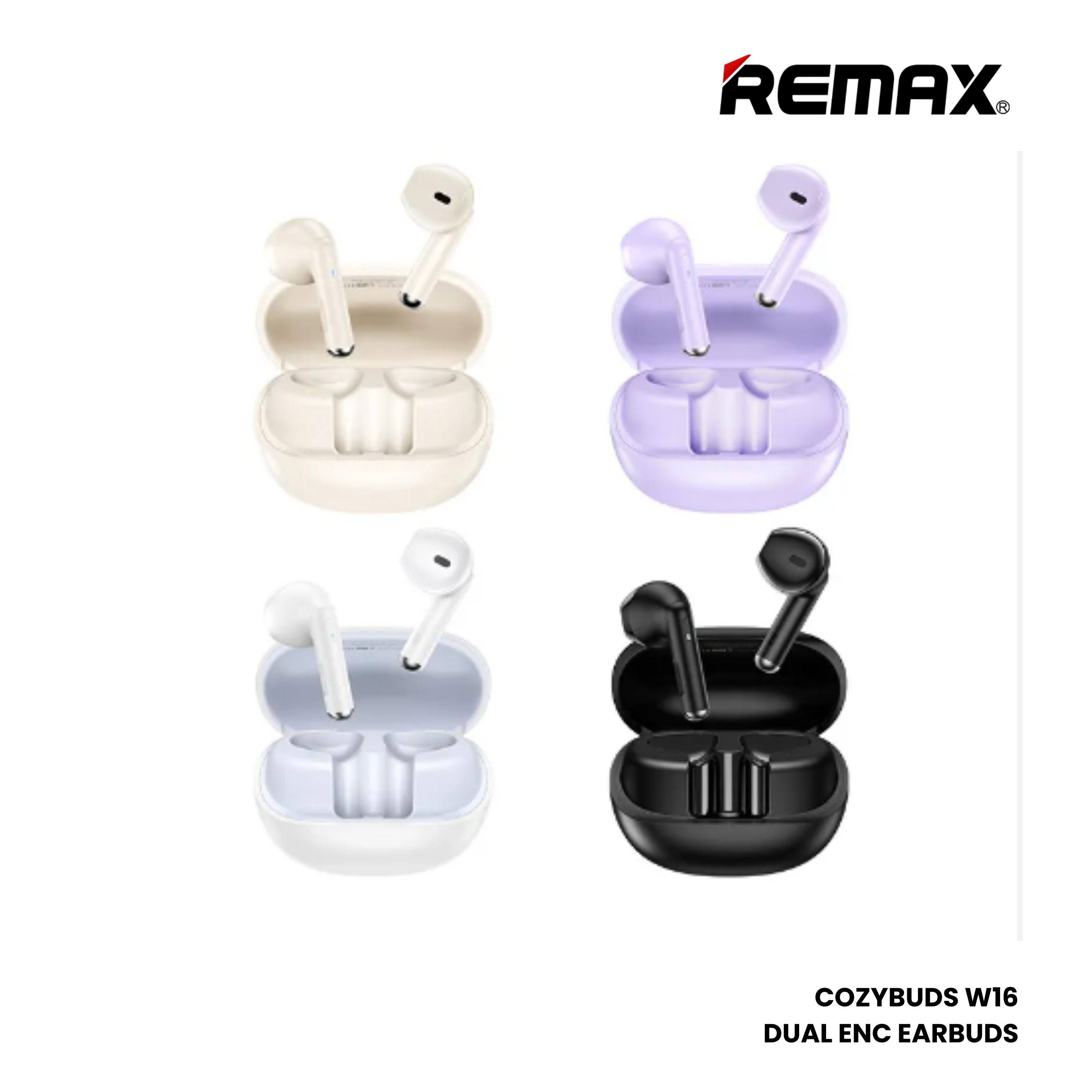 REMAX COZYBUDS W16 Lanmoon Series ENC Bluetooth Wireless Earbuds - Black