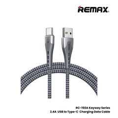 2.4A ( Type-C )-REMAX RC-150A Kayway Series 2.4A USB to Type-C Charging Data Cable - Silver