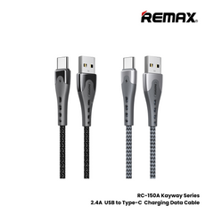 2.4A ( Type-C )-REMAX RC-150A Kayway Series 2.4A USB to Type-C Charging Data Cable - Silver